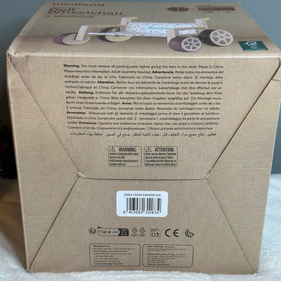 Miniland Wooden Doll Wheelchair Made with ECO Quality, FSC Certified Forest 18M+ - Picture 12 of 14